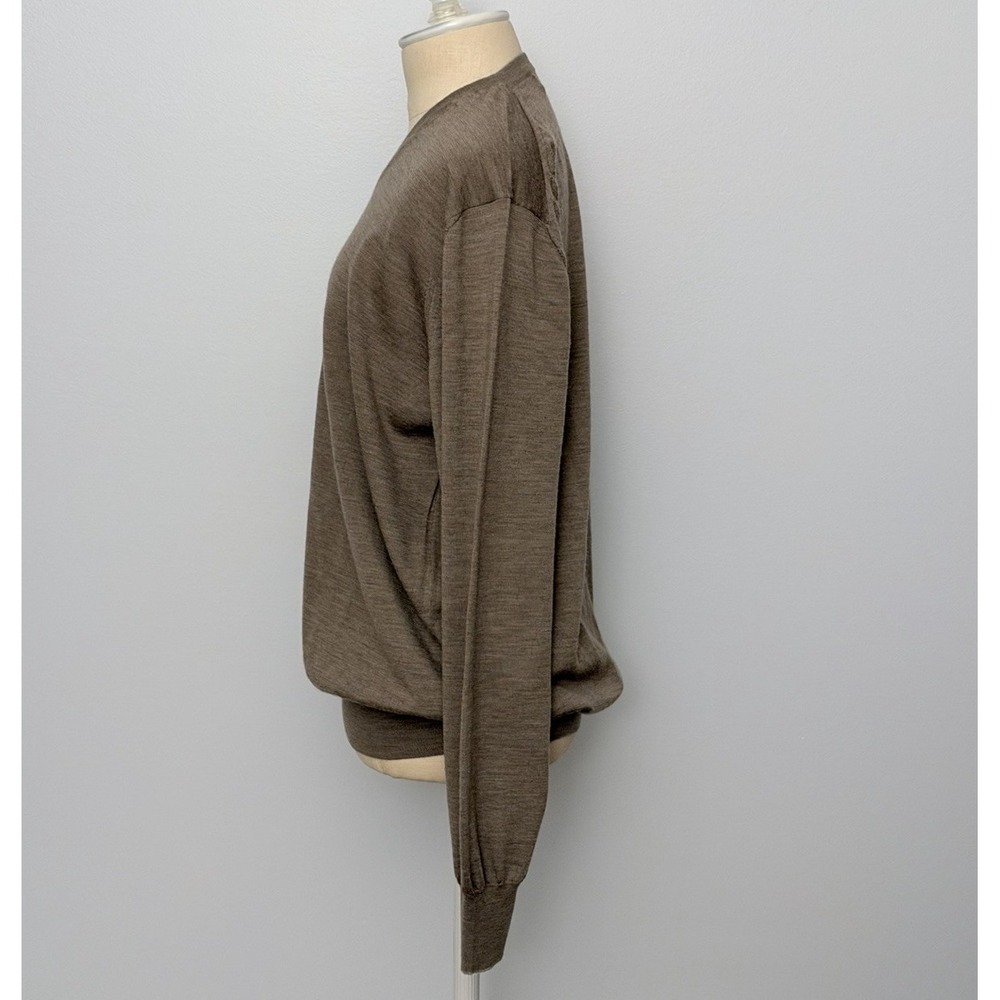 Brunello Cucinelli Cashmere Wool Blend V Neck Beige Brown Sweater Men's Large/52 - Picture 10 of 14